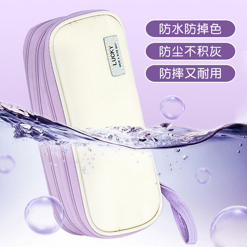 Cross-border pencil bag, Japanese and Korean macaron color matching can be turned into a large-capacity pencil bag, Japanese multi-functional stationery box for middle school students