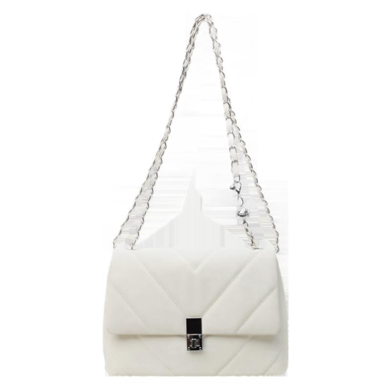 Rhombus embroidery thread small bag 2025 spring and summer new women's bag chain messenger bag solid color simple texture small square bag