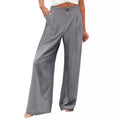 cross-border  fashion summer plaidhigh waistpants button elastic waist loose pants women's casual straight-leg pants