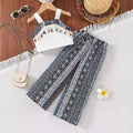 european and american style cross-border children's wear: solid color camisole top & ethnic print long pants two-piece set - exclusively for export