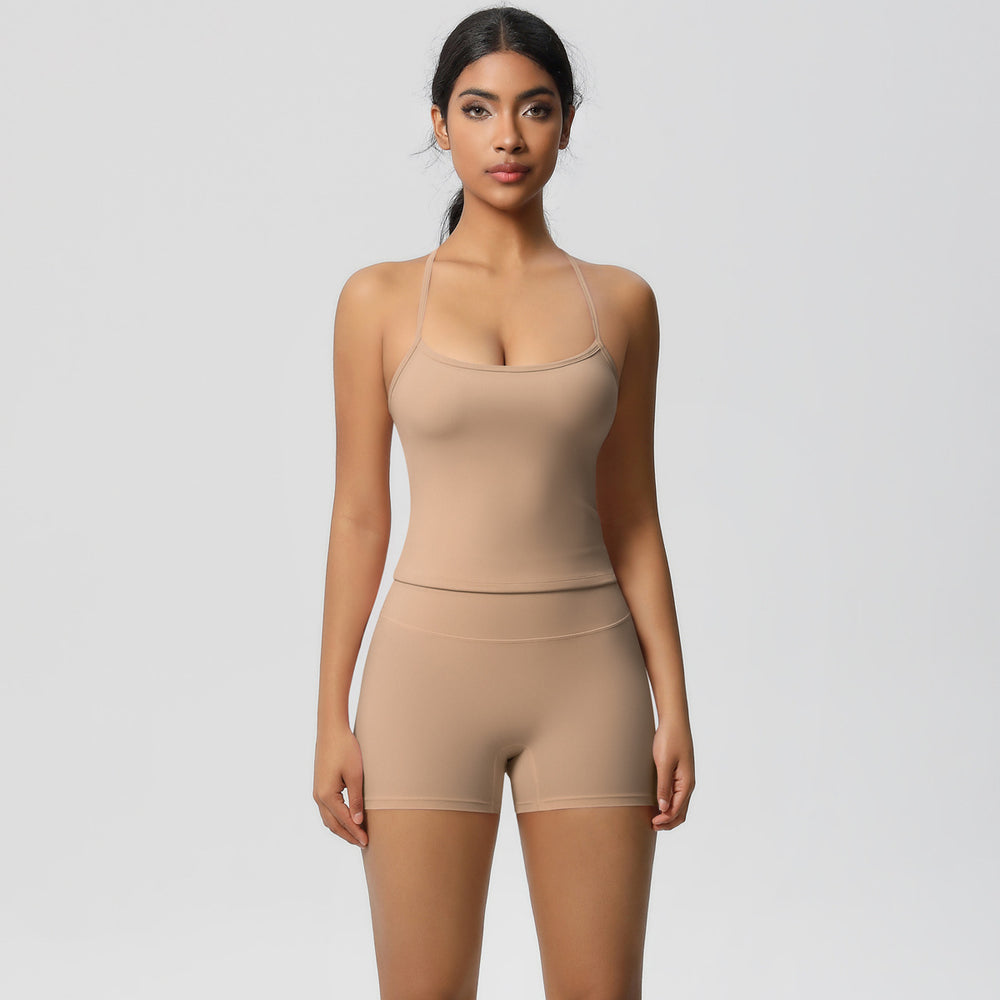 new arrivalpure color suspender beautiful back sports bra suithigh waist hip lifting running fitness yoga suit for women
