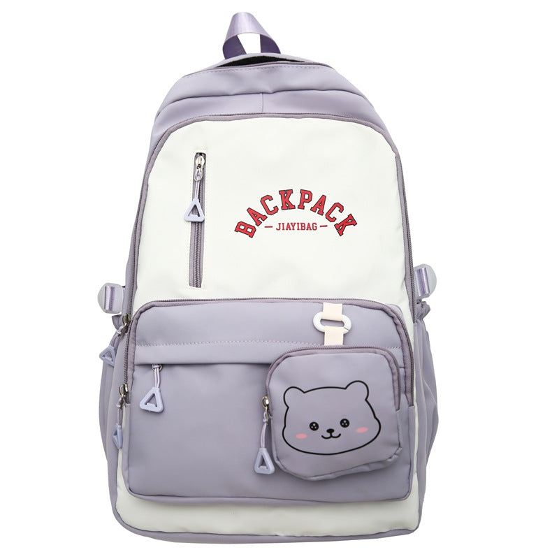 Small fresh student schoolbag, cute, fashionable and high-value backpack, large-capacity texture splicing contrasting color backpack.