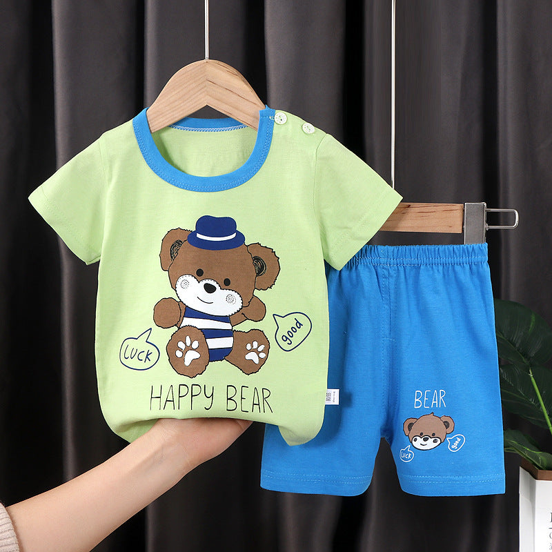 summer new arrival: 100% cotton kids' short-sleeve t-shirt and shorts set - korean style infant and toddler two-piece outfit