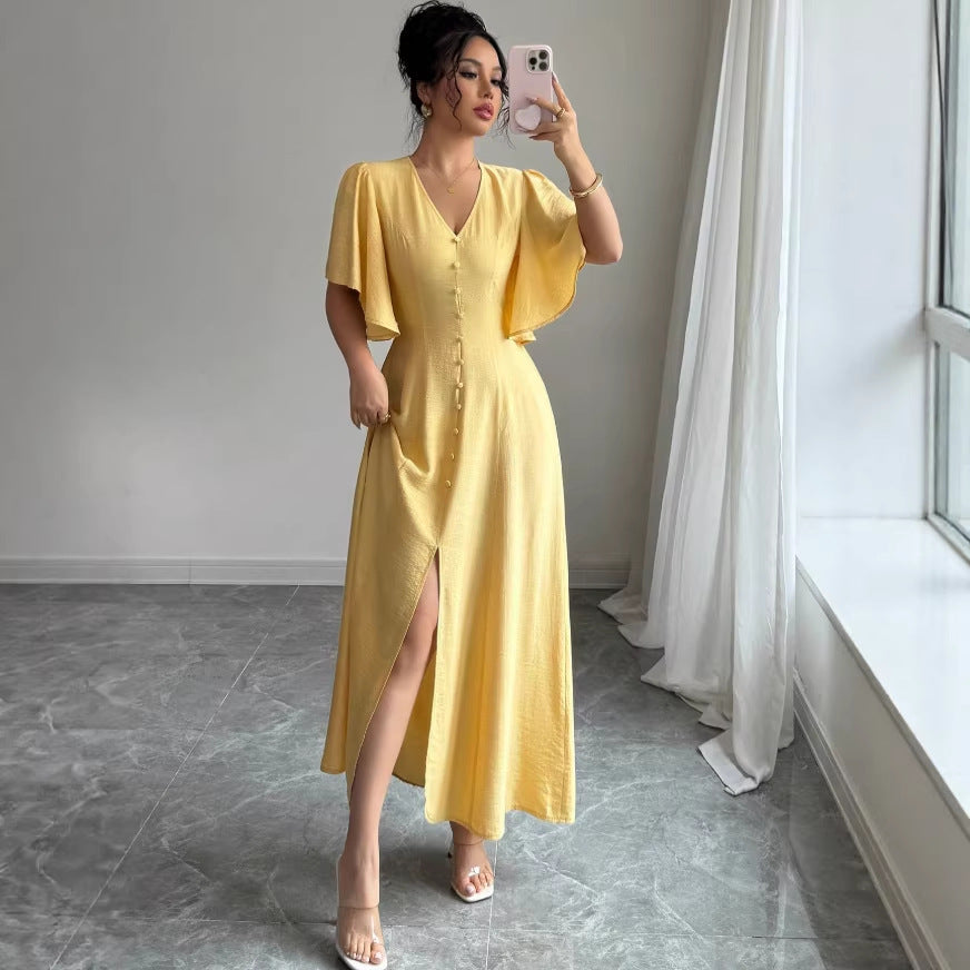 early spring new french casual chic dress - button-down design, slim fit, perfect for banquets, cocktail parties, and tea time