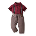 Kids' summer outfit set: new fashionable two-piece short-sleeve overalls for boys - perfect for hosts, choir performances, and special occasions