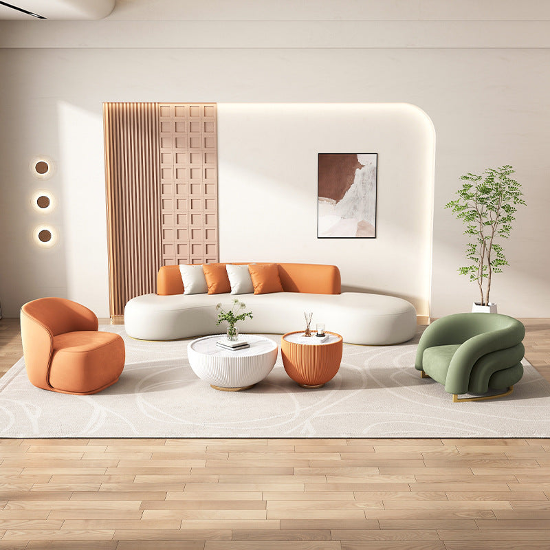 Beauty salon seating area sofa and coffee table set - unique curved design, hotel lobby leisure chair, homestay sofa