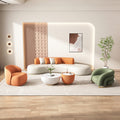 Beauty salon seating area sofa and coffee table set - unique curved design, hotel lobby leisure chair, homestay sofa
