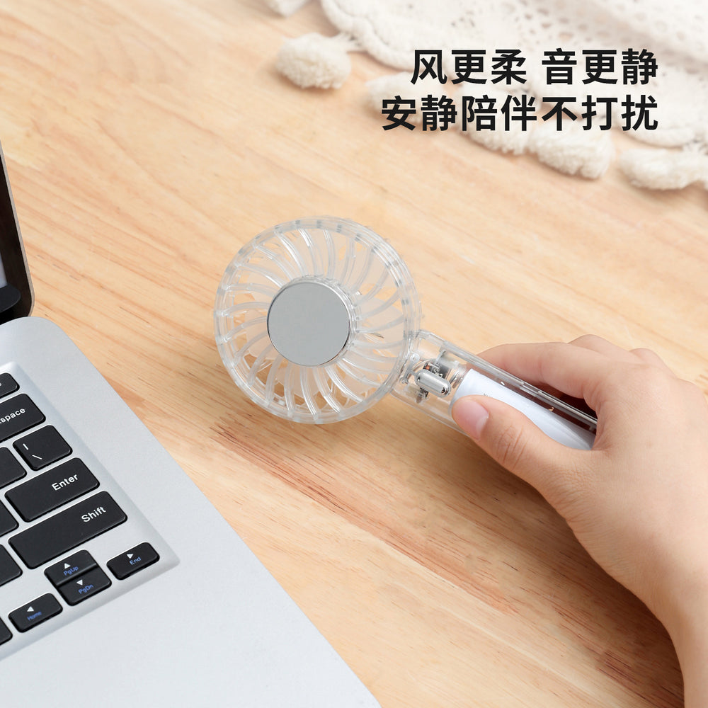 New transparent handheld fan - usb rechargeable, perfect for home, desk, outdoor use, portable mini pocket fan