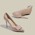 Grape mom's same elegant socialite nude high heels for women 2025 new arrivalsense of designniche stylefrenchv buckle tip