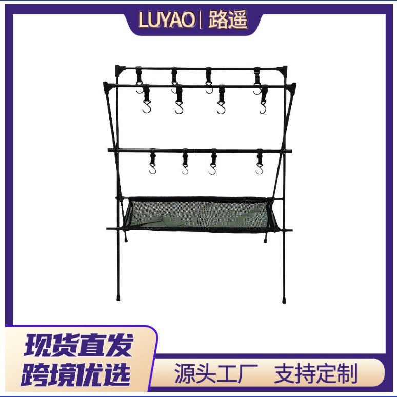 Outdoor camping shelves, tourist camping triangular storage shelves, light racks, hangers, pots and bowls triangular storage