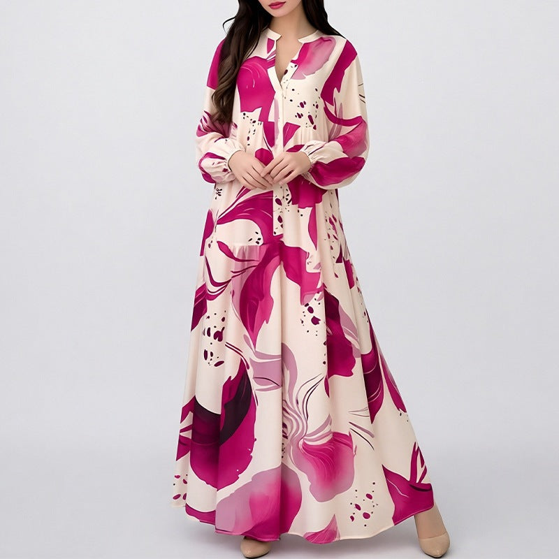 summer new arrivals: european & american cross-border women's fashion - stylish & elegant color block printed single-breasted dress