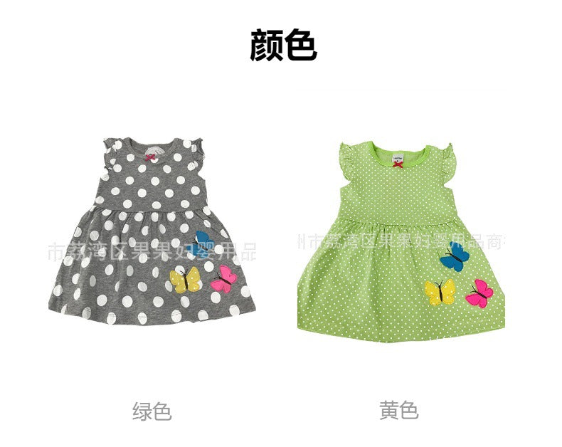 Girls' summer princess dress, 2020 new korean style, cute printed skirt for baby girls, trendy for 2-3 year olds