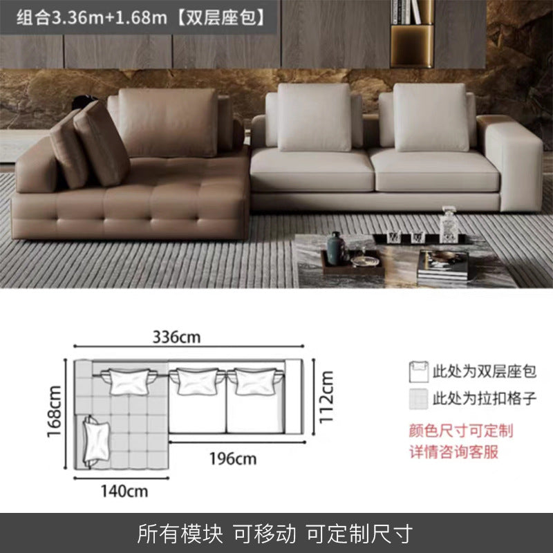 Lawrence genuine leather sofa italian normcore large and small apartment house villa customer corner sofa modern straight row leather sofa