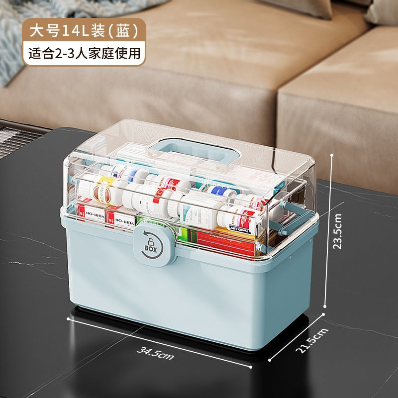Golden Cat Family Large Medicine Box Household Medicine Storage Box Large Capacity Medicine Box Multi-layer Extra Large Classification Medicine Box