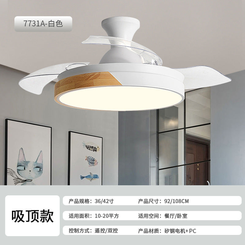 Macaron fan light full spectrum restaurant ceiling fan light Nordic log wind bedroom soft wind electric fan light Zhongshan lighting