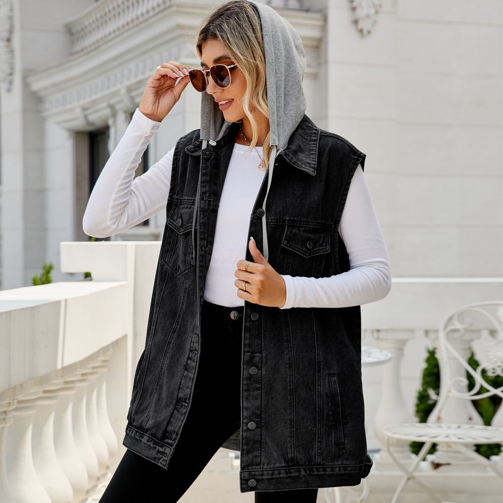 Independent real shot  fashion cross-border  new arrivalretro denim vest outwearloosecasual women's trendy