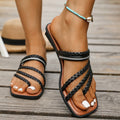 European and american plus size lightweight flat sandals women's woven strap beach foreign trade flip-flops women's sandals slippers