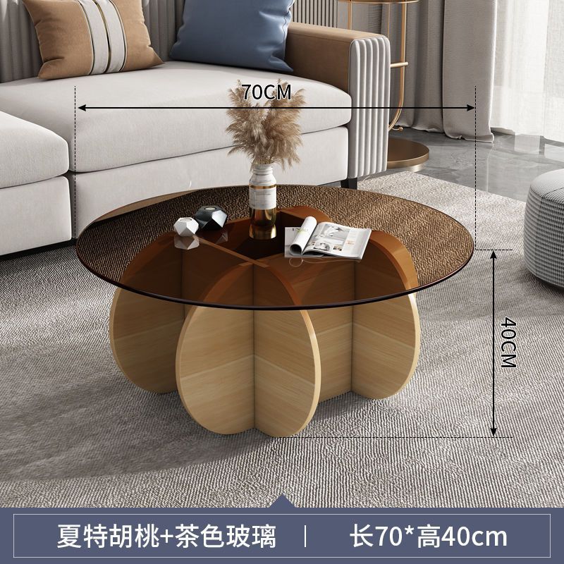 Accessible luxury tempered glass coffee table living room for home small apartment slate round popular creative normcore balcony tea table