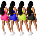 C3635 in-stock cross-border   fashion european and american women's yoga cropped tank top two-piece set