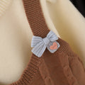 Girls' knit sweater set -  fall/winter collection - pullover top with round neck, faux two-piece knit sweater, and flare pants two-piece set