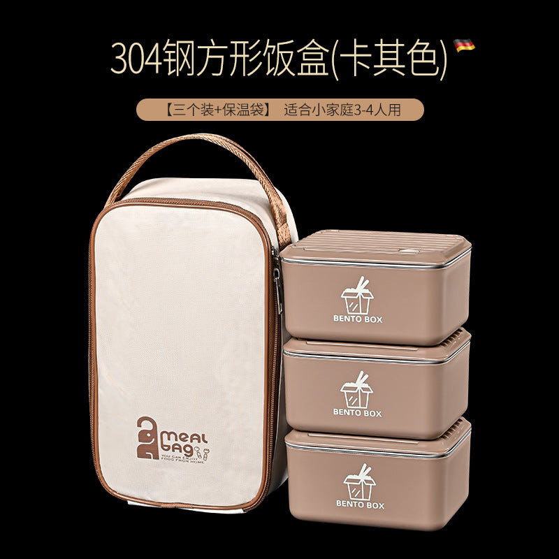 304 stainless steel food crisper lunch box office workers can microwave oven heating with rice lunch box sealed bento box