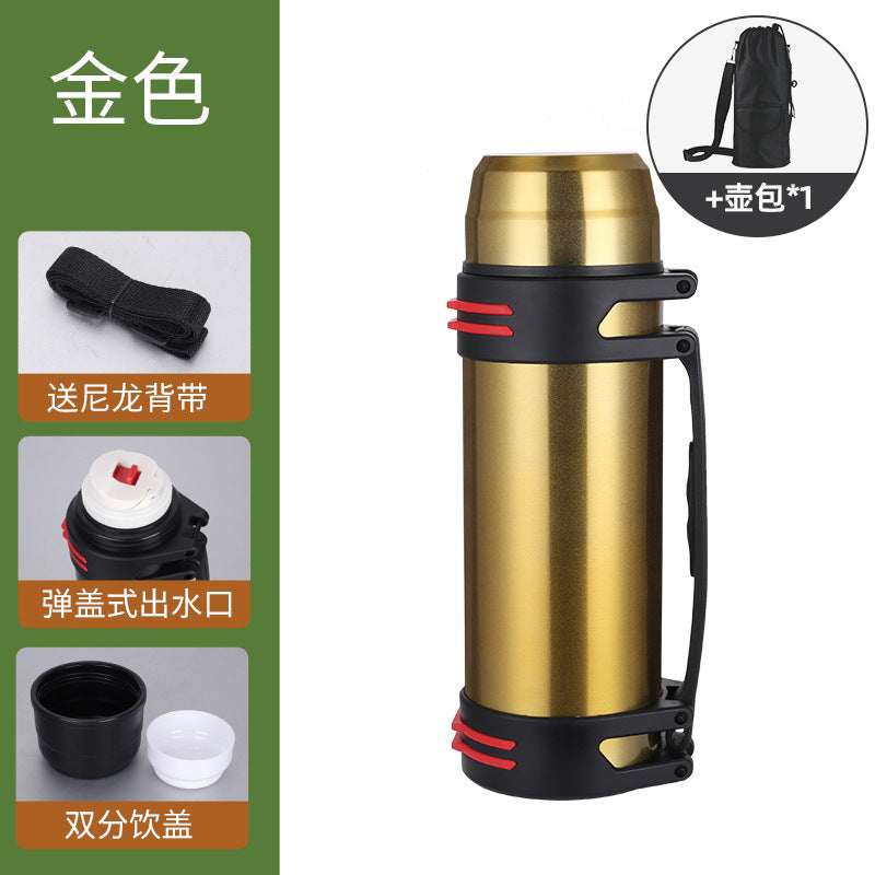 Large capacity stainless steel travel kettle 304 outdoor sports insulated hot and cold water bottle household thermos advertising gift