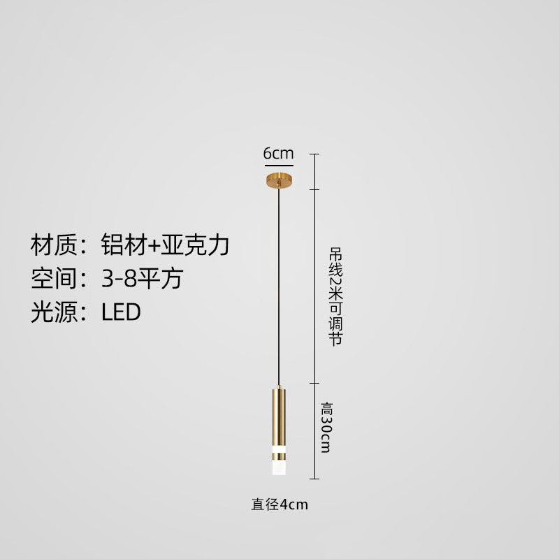 Modern minimalist linear single-head pendant light, italian-inspired light luxury style, suitable for bedrooms, bedside tables, bars, restaurants, and hotels
