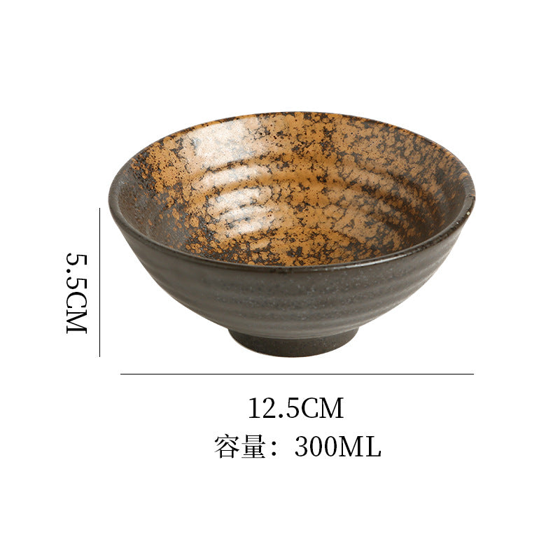 Japanese-style retro ceramic rice bowl - underglaze decoration, high-value design - suitable for restaurants, hotels, home use, and business settings - also ideal as a ceramic dessert bowl