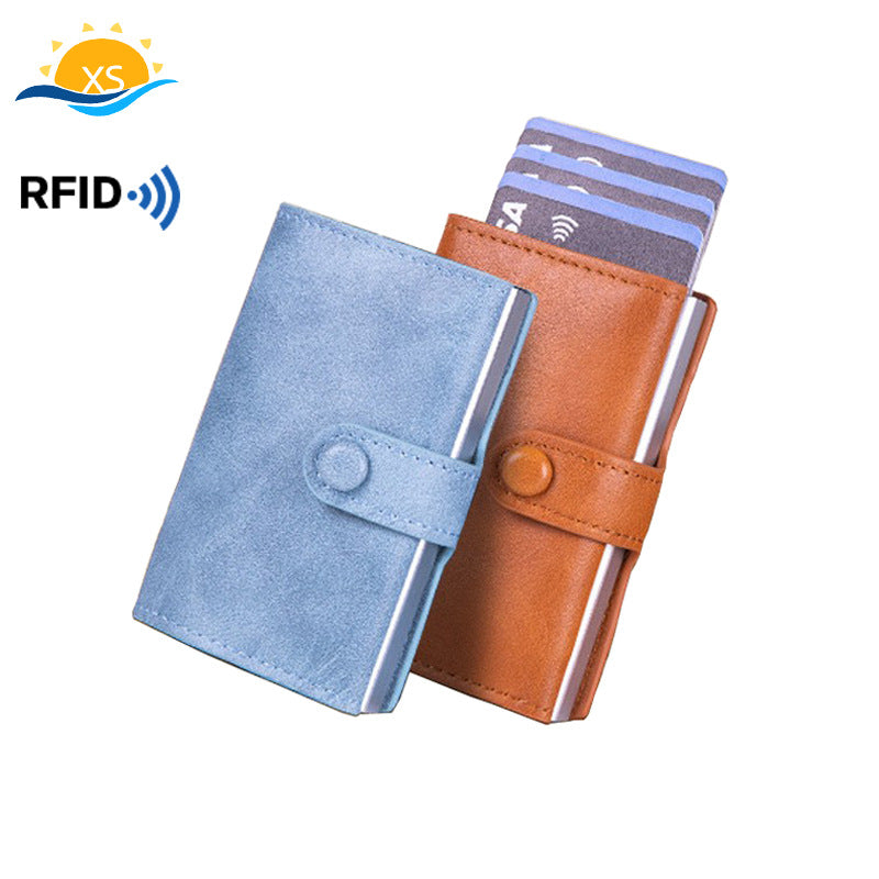 Factory direct sales card bag, aluminum alloy card box, card clip, two-in-one automatic pop-up RFID anti-theft brush, credit card bag.