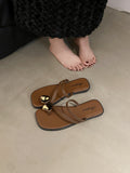 Toe-toe sandals for women summeroutwear2024new arrivalpopularinsflats square toe fairy style soft bottom one-line women's shoes