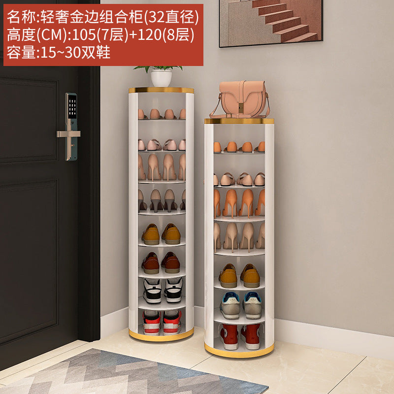 Rotating shoe cabinet household door 2025 new entry entrance entrance steel round multi-layer disinfection shoe rack