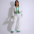 e-commerce source factory: new autumn/winter european and american style women's striped cardigan knit casual three-piece set