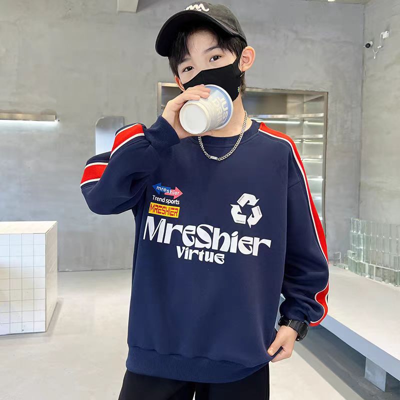 Boys' long-sleeve crew neck t-shirt - new spring/autumn  collection - stylish, casual base layer/sweatshirt for mid-to-large children - korean style