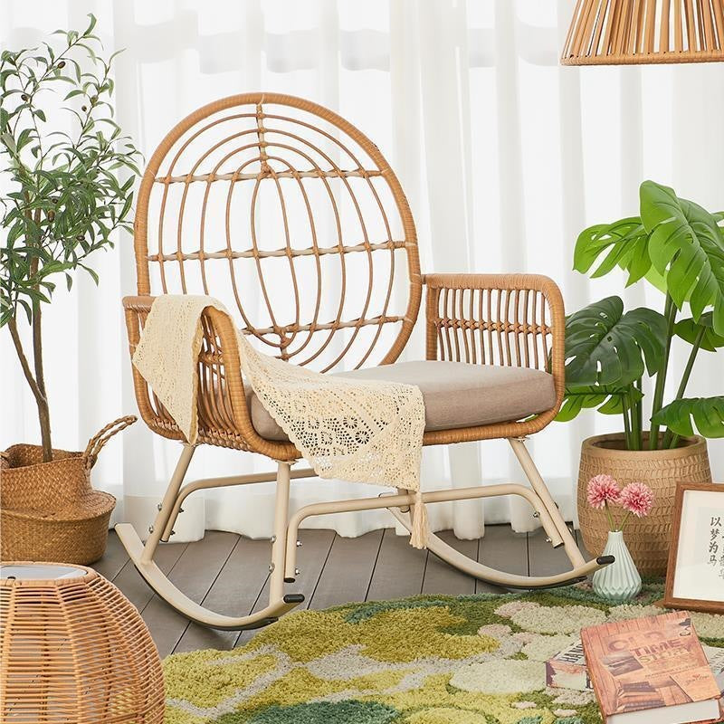 Rocking chair balcony casual rattan chair for home lazy sofa single living room rocking chair outdoor adult lounge rocking chair