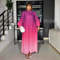 fashion gradient lantern sleeve pleated dress - women's spring/autumn loose a-line maxi dress