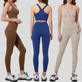 European and american plus size activewear yoga set for women - high waist pocketed compression yoga pants and nude feel workout outfit