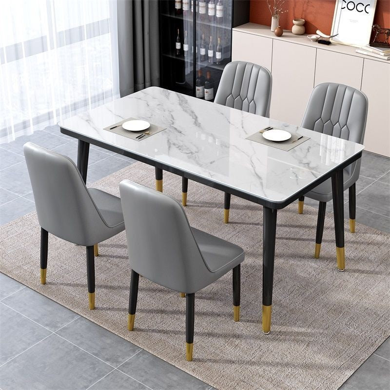Nordic light luxury dining table and chair set, minimalist dining table for home, small apartment dining table, rectangular dining table for 4 or 6 people