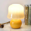 French cream mushroom table lamp - bedroom bedside lamp - cozy nordic light luxury ambiance - glass high-end gift night light