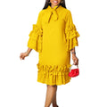 D488   summer/autumn new fashion casual ruffle bell sleeve plus size export dress