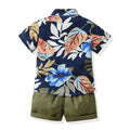Boys' summer outfit: new stylish floral shirt set for boys - short-sleeve shirt, kids' cool beach style, oem customization available