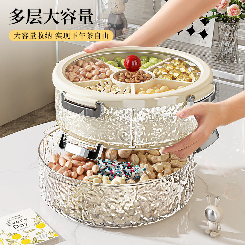 Light luxury grid dried fruit plate, nut plate storage box, snacks, living room coffee table placement, advanced wedding multi-layer large capacity