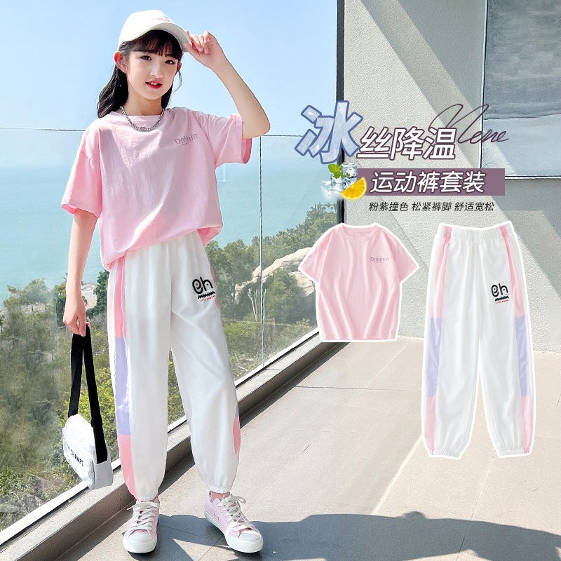 Girls' activewear set -  new stylish kids' fashionable trendy short sleeve casual summer outfit for girls (mid to big kids)