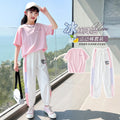 Girls' activewear set -  new stylish kids' fashionable trendy short sleeve casual summer outfit for girls (mid to big kids)