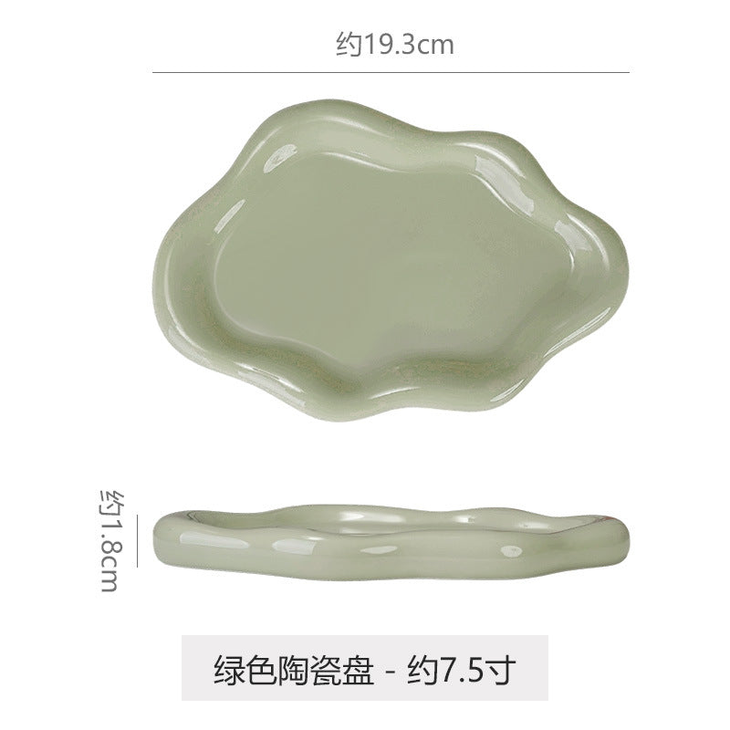 Creative irregular ceramic plate breakfast dessert plate minimalist cloud plate cute white ceramic tray