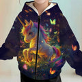 Kids' hoodie jacket, cross-border hot seller: cute cartoon print fashion zip-up hoodie for girls, dropshipping available