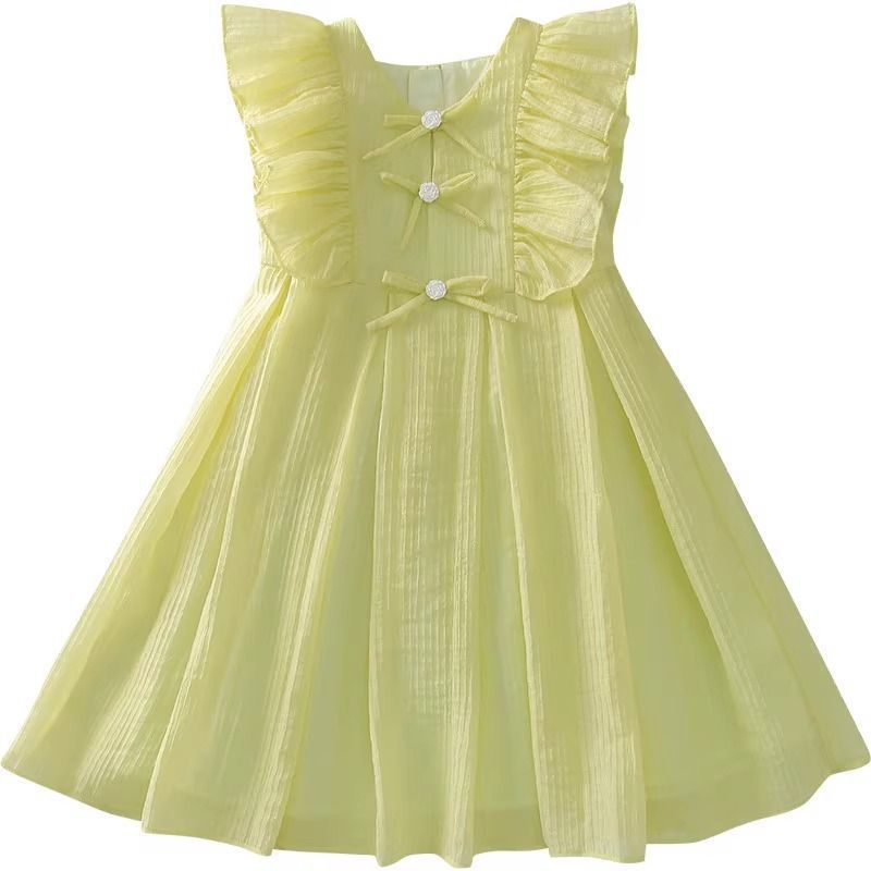 Girls' summer dresses : new trendy kids' princess dress, little girl's solid color sleeveless tank dress