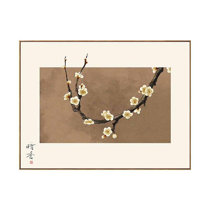 Dark fragrant plum blossom new Chinese meter box decorative painting free punching push-pull distribution box blocking weak electric box restaurant hanging painting