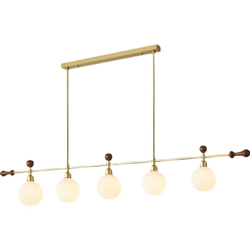 Zhongshan lamps French retro chandelier American medieval wabi wind dining table grinding bean strip lamp New Chinese tea room lamp