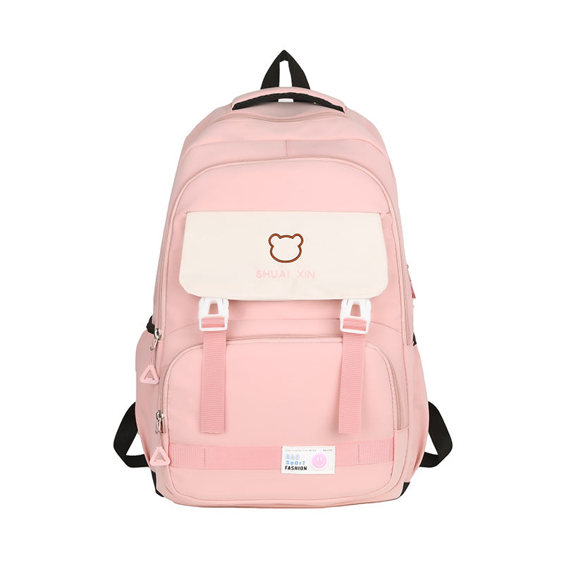 Small fresh new contrasting color female Korean version backpack casual large capacity primary and secondary school student schoolbag simple travel backpack
