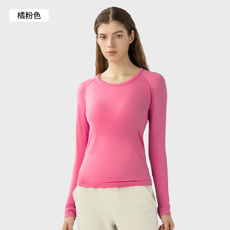 D19083: diqian apparel new seamless yoga top - women's long sleeve activewear for running, comfort, breathability, and fitness